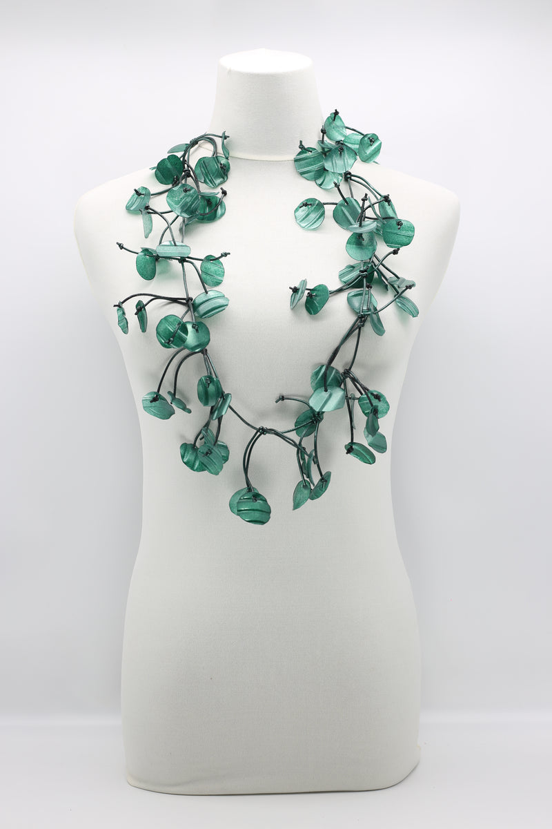 Upcycled plastic bottles - Aqua Willow Tree & Water lily Necklace - Duo- Hand-painted - Jianhui London