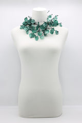 Upcycled plastic bottles - Aqua Willow Tree & Water lily Necklace - Duo- Hand-painted - Jianhui London