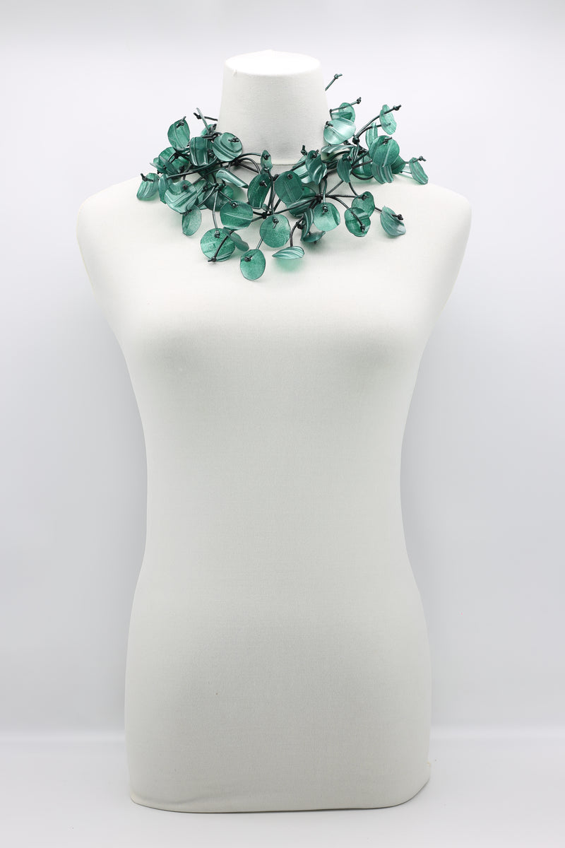 Upcycled plastic bottles - Aqua Willow Tree & Water lily Necklace - Duo- Hand-painted - Jianhui London