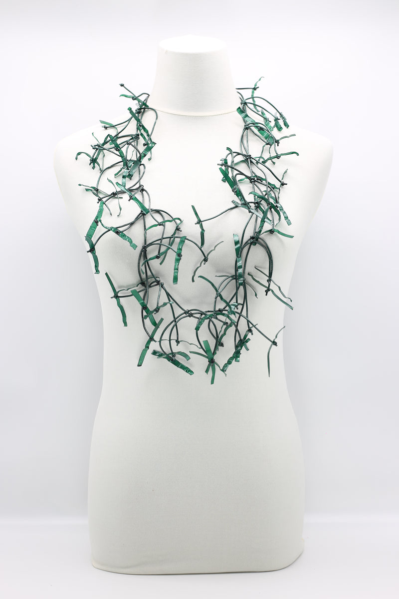 Upcycled plastic bottles - Aqua Willow Tree & Water lily Necklace - Duo- Hand-painted - Jianhui London