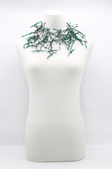 Upcycled plastic bottles - Aqua Willow Tree & Water lily Necklace - Duo- Hand-painted - Jianhui London