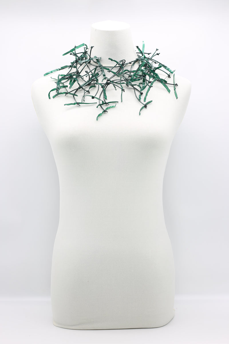 Upcycled plastic bottles - Aqua Willow Tree & Water lily Necklace - Duo- Hand-painted - Jianhui London