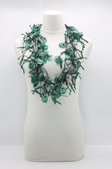 Upcycled plastic bottles - Aqua Willow Tree & Water lily Necklace - Duo- Hand-painted - Jianhui London