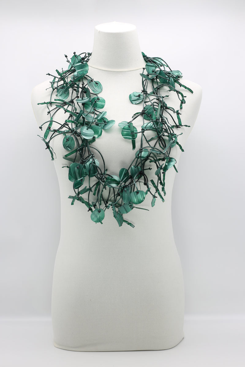 Upcycled plastic bottles - Aqua Willow Tree & Water lily Necklace - Duo- Hand-painted - Jianhui London