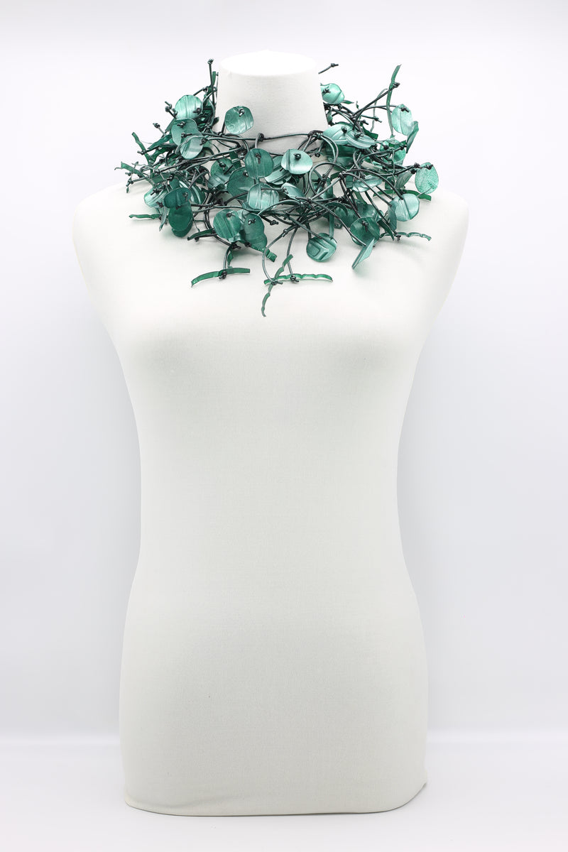 Upcycled plastic bottles - Aqua Willow Tree & Water lily Necklace - Duo- Hand-painted - Jianhui London