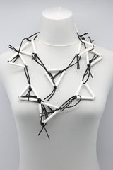 Triangular Paper Straw on Leatherette Chain Necklaces - Jianhui London