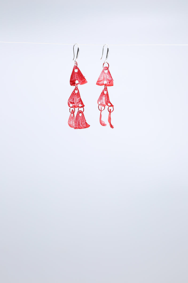 Aqua Chandelier style 2 earring- Hand painted red - Jianhui London