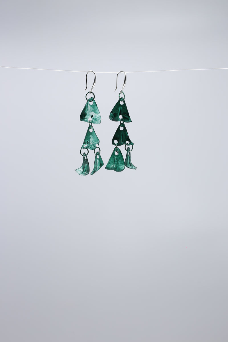 Aqua Chandelier style 2 earring- Hand painted red - Jianhui London