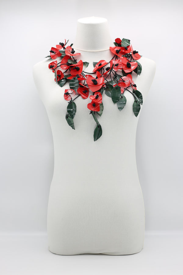 Recycled Plastic Flamingo Lily with Leaves Necklace - Jianhui London