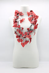 Waterproof Recycled Newspaper Hearts on Leatherette Fishbone Necklace - Jianhui London