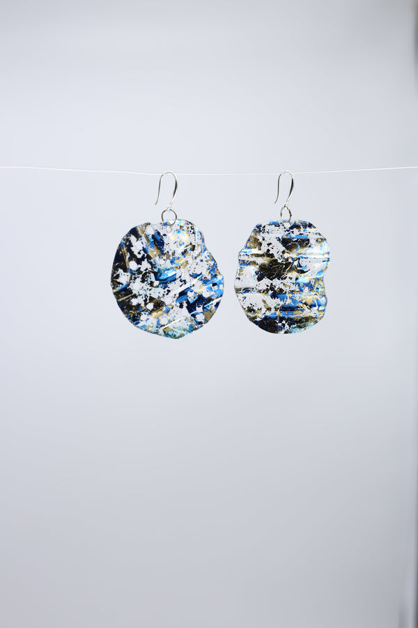 Aqua Big Lotus Roots earring - Hand gilded - Jianhui London