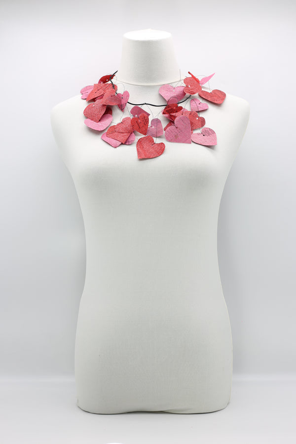 Waterproof Recycled Newspaper Heart Necklaces - Hand painted - Jianhui London