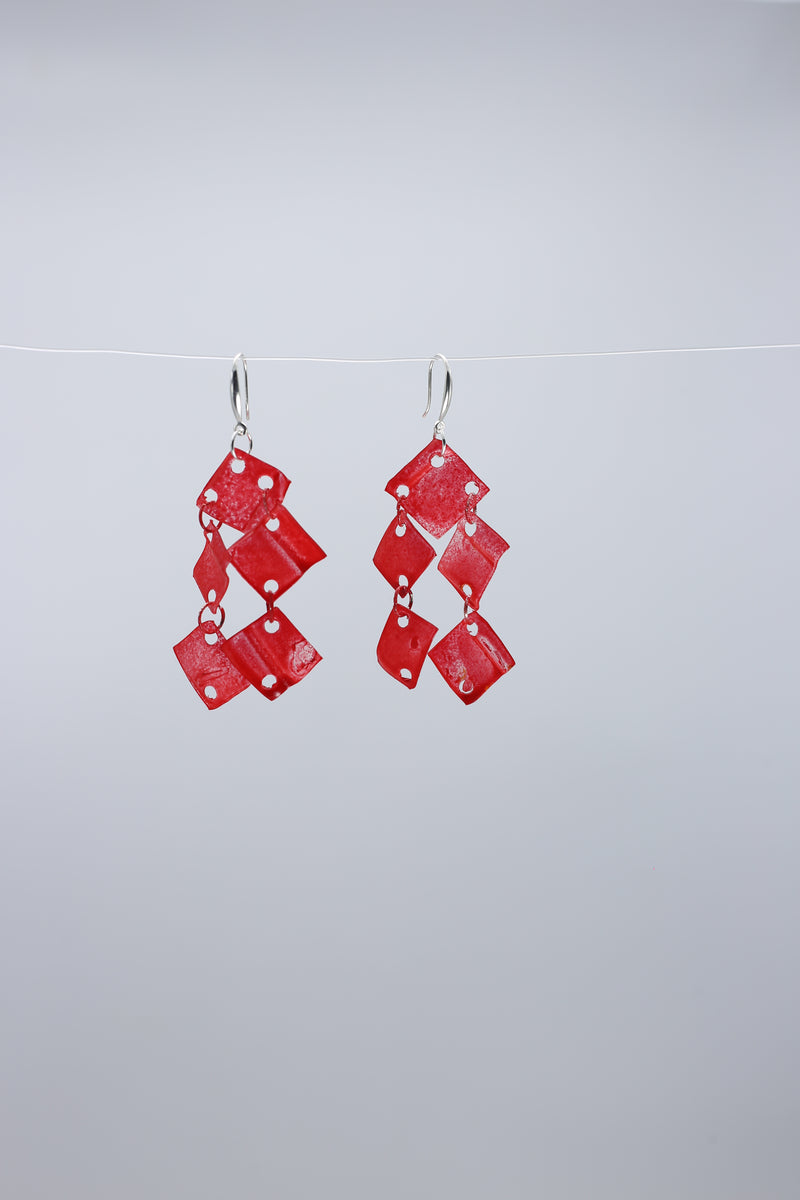 Aqua Chandelier earring- Hand painted blue - Jianhui London