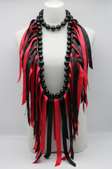 Biba Round Beads & Ribbon - Red/Black - Jianhui London