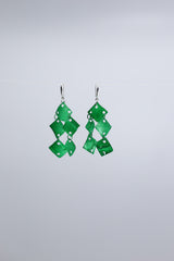 Aqua Chandelier earring- Hand painted blue - Jianhui London