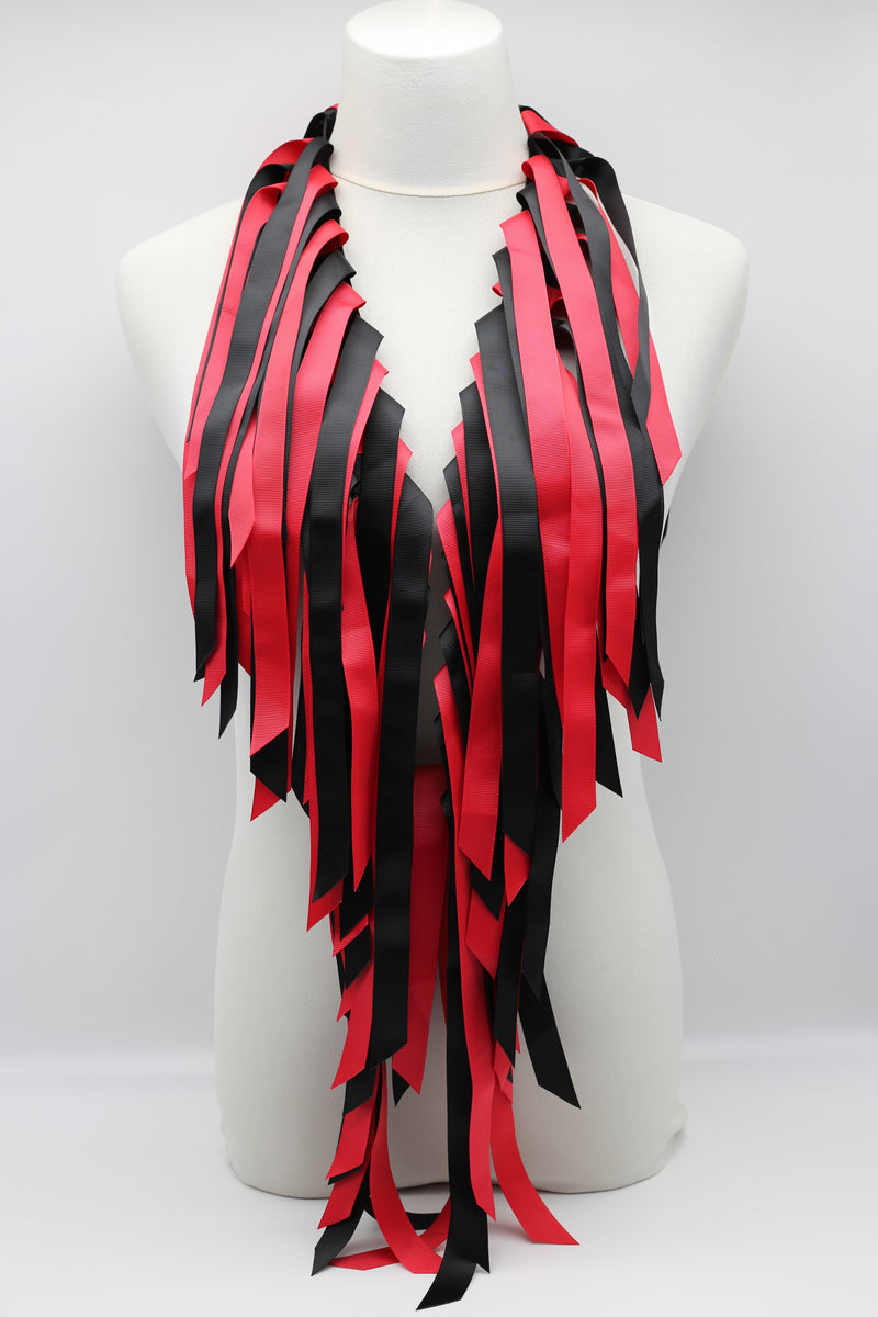 Biba Round Beads & Ribbon - Red/Black - Jianhui London