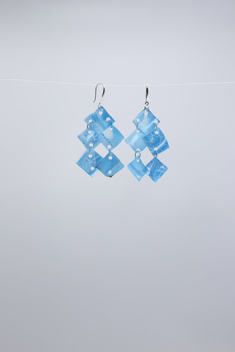 Aqua Chandelier earring- Hand painted blue - Jianhui London