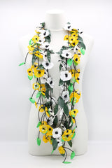 Upcycled Plastic Bottles Poppy with Green Leaf Necklace - Set - Jianhui London