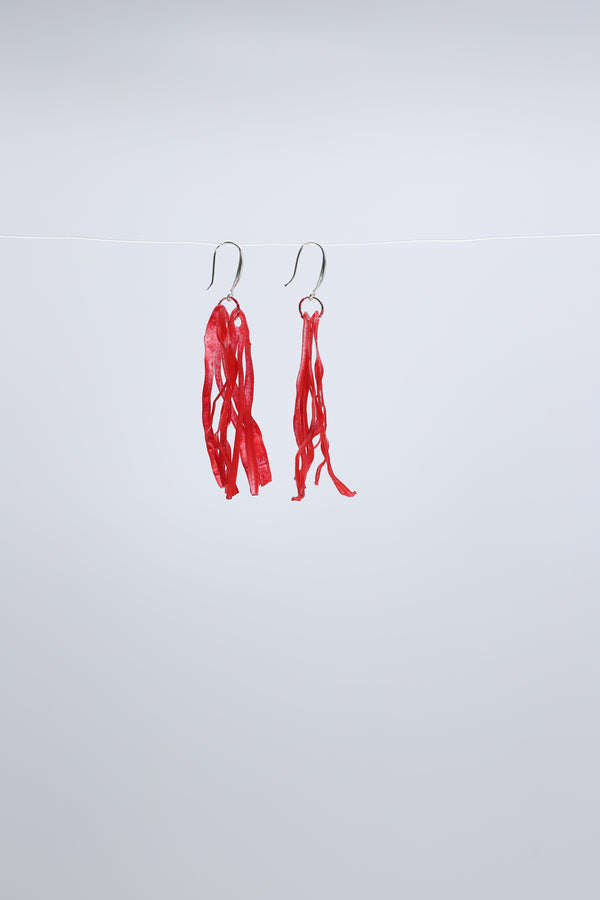 Aqua Willow tree earring - Hand painted red - Jianhui London