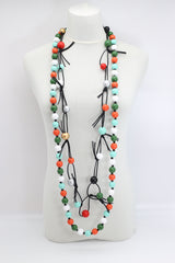 Round Beads & Beads on Leatherette Chain Necklaces Set - Jianhui London