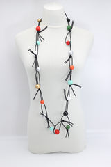 Round Beads & Beads on Leatherette Chain Necklaces Set - Jianhui London