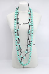 Round Beads & Beads on Leatherette Chain Necklaces Set - Jianhui London
