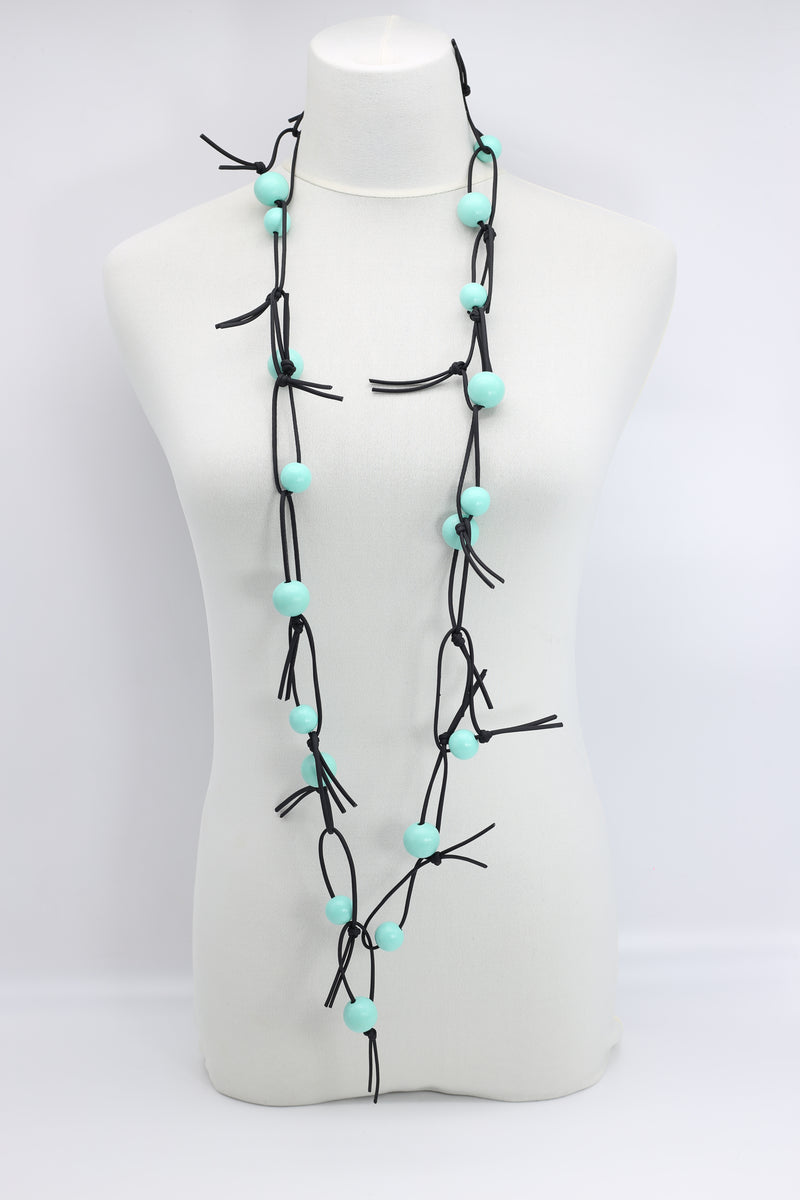 Round Beads & Beads on Leatherette Chain Necklaces Set - Jianhui London