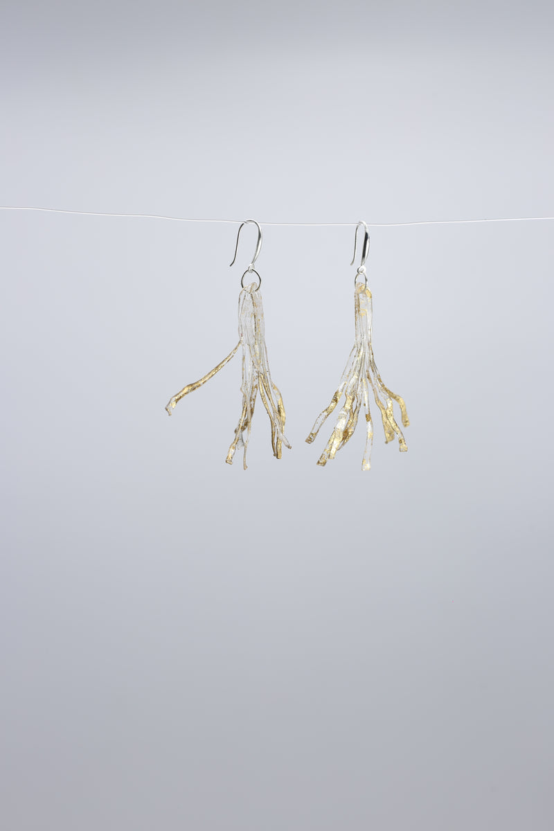 Aqua Willow tree earring -  Hand gilded green - Jianhui London