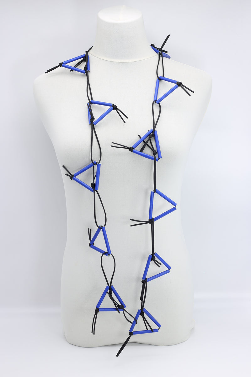 Triangular Paper Straw on Leatherette Chain Necklaces - Jianhui London