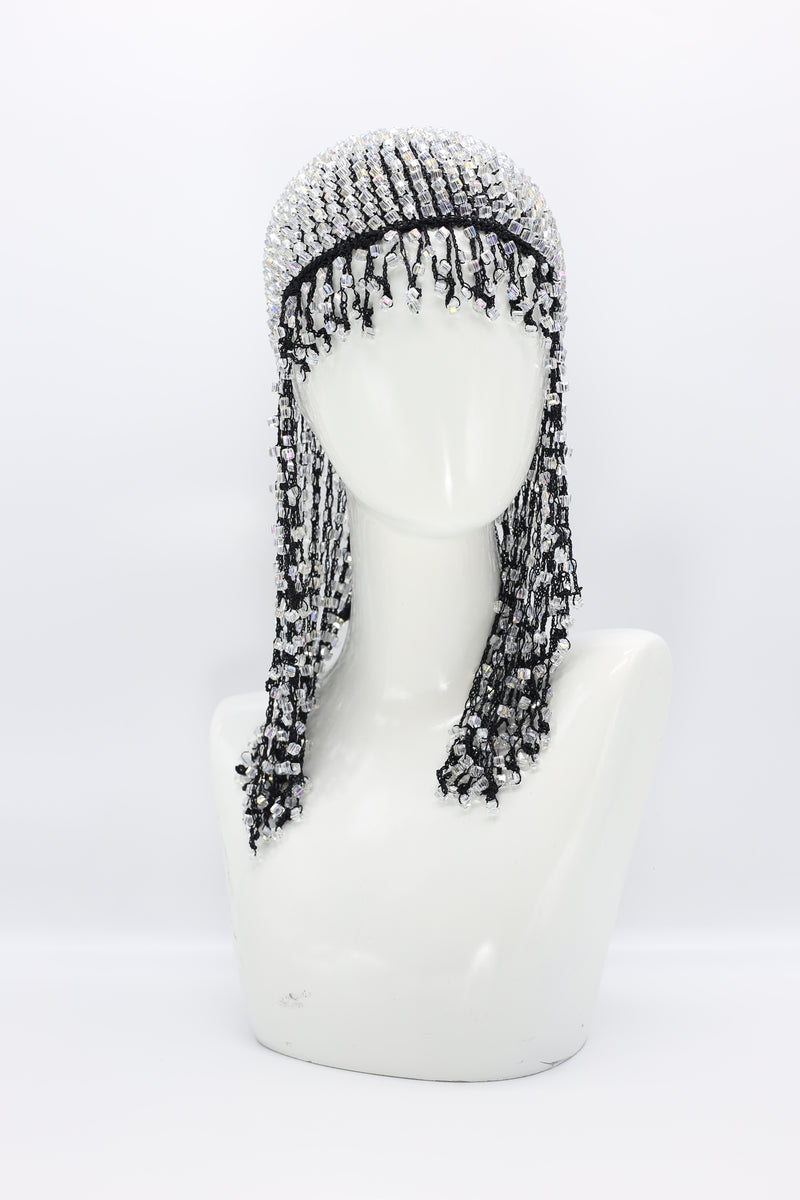 Hand Crocheted Crystal Hat With Tassels - Jianhui London