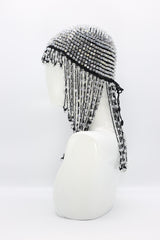Hand Crocheted Crystal Hat With Tassels - Jianhui London