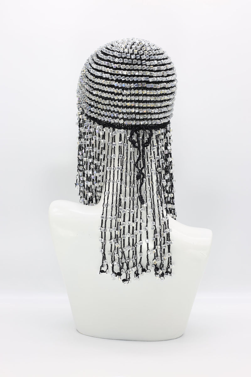 Hand Crocheted Crystal Hat With Tassels - Jianhui London