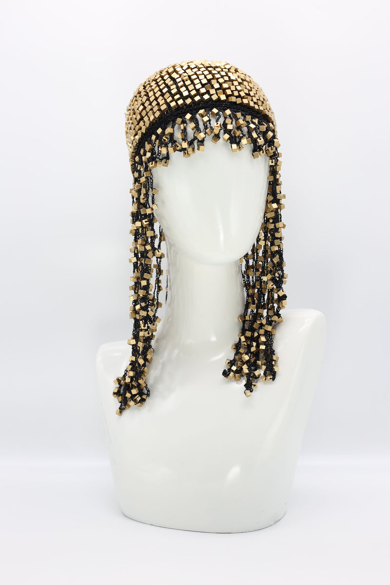 Hand Crocheted Wooden Beads Hat With Tassels - Jianhui London