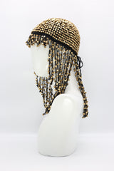 Hand Crocheted Wooden Beads Hat With Tassels - Jianhui London
