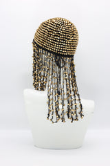 Hand Crocheted Wooden Beads Hat With Tassels - Jianhui London