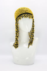 Hand Crocheted Wooden Beads Hat With Tassels - Jianhui London