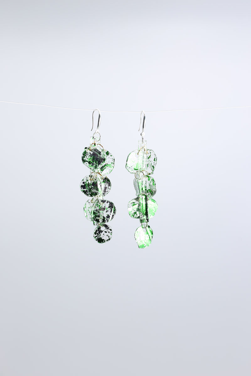 Aqua Water Lily earring- Hand gilded green - Jianhui London