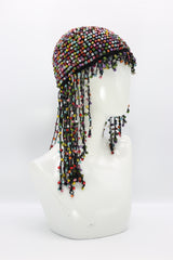 HAND CROCHETED WOODEN BEADS HAT WITH TASSELS - Jianhui London