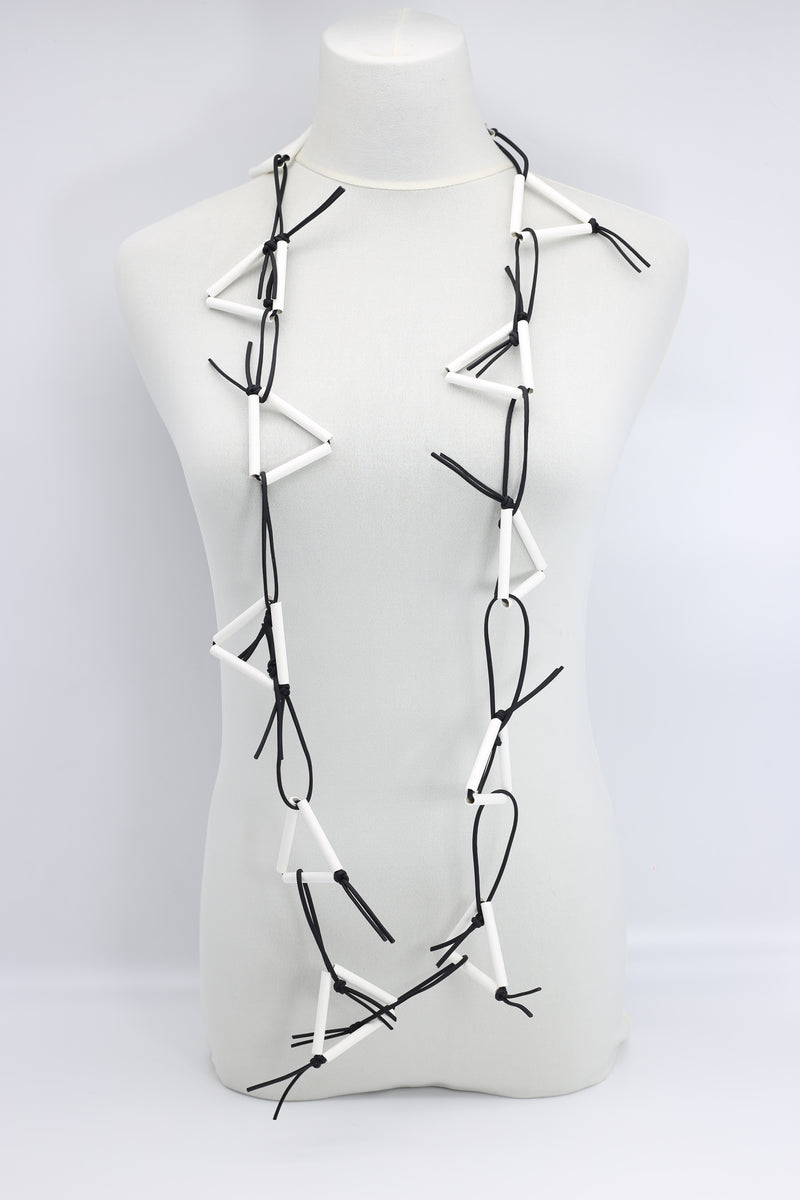 Triangular Paper Straw on Leatherette Chain Necklaces - Jianhui London