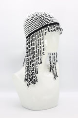 Hand Crocheted Wooden Beads Hat With Tassels - Jianhui London