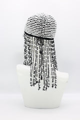 Hand Crocheted Wooden Beads Hat With Tassels - Jianhui London