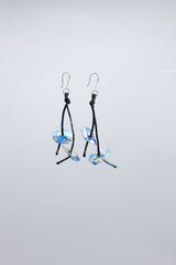 Aqua Water Lily earring Hand gilded gold with red - Jianhui London