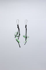 Aqua Water Lily earring Hand gilded gold with red - Jianhui London