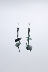 Aqua Water Lily earring Hand gilded gold with red - Jianhui London