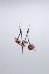 Aqua Water Lily earring Hand gilded gold with red - Jianhui London