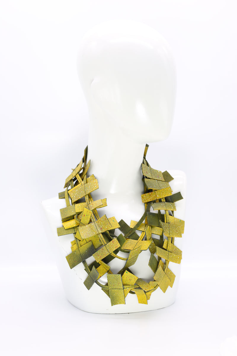 3-strand Recycled Leather Necklaces - Hand painted - Jianhui London