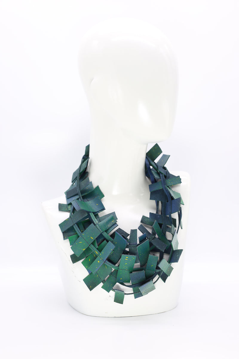 3-strand Recycled Leather Necklaces - Hand painted - Jianhui London