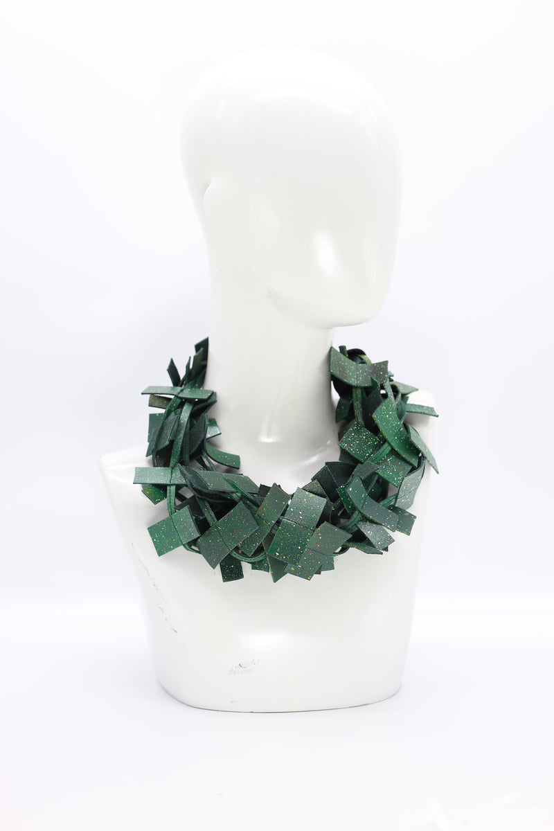 3-strand Recycled Leather Necklaces - Hand painted - Jianhui London