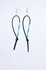 Paper Straw on Leatherette Loop Earrings - Jianhui London