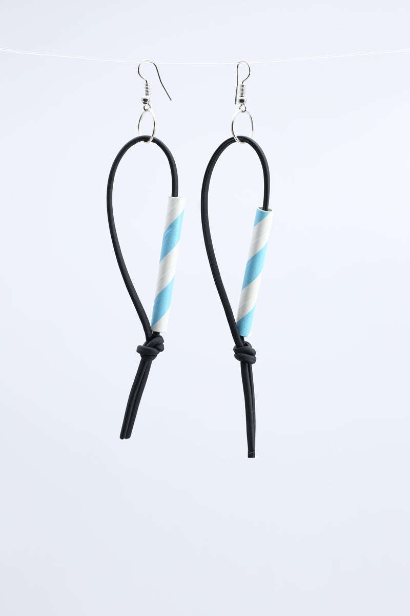 Paper Straw on Leatherette Loop Earrings - Jianhui London